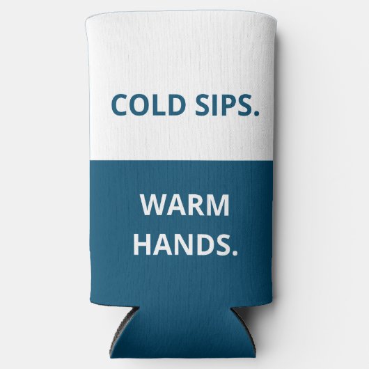 Koude Sips. Warm handen. Grappig citaat. Blauw en  (Voorkant)
