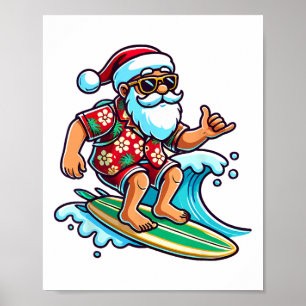Koude surfende kerstman Kerstmis in juli zomer str Poster