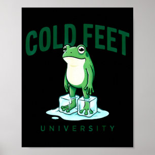 Koude voeten universiteit – aarzeling humor kikker poster