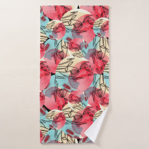 Koude Warme Waterverf Bloemen Geometrisch Badhanddoek