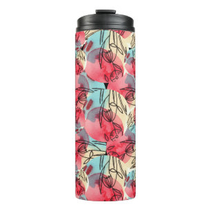 Koude Warme Waterverf Bloemen Geometrisch Thermosbeker