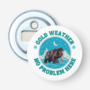 Koude Weer Mammoet Winter Humor Button Flesopener