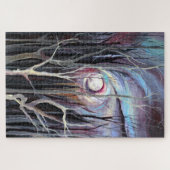 Koude winternacht met volle maan schilderen legpuzzel (Horizontaal)