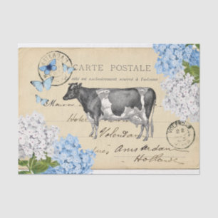 koudeblauw Briefkaart Weefpapier Tissuepapier