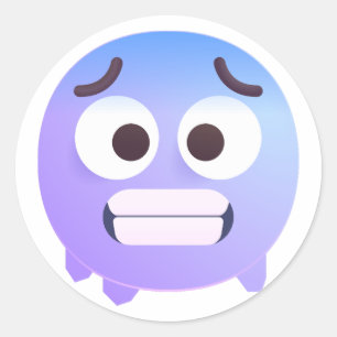 Koudfakoestisch Schattig Emoji Purplish Blue Ronde Sticker