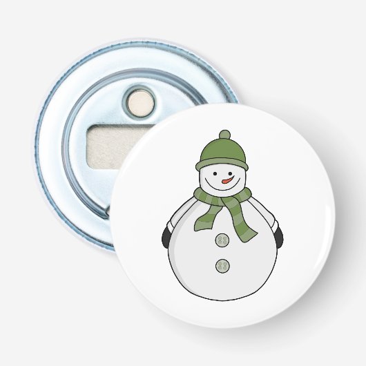 Koudsneeuwman Button Flesopener (Voorkant)