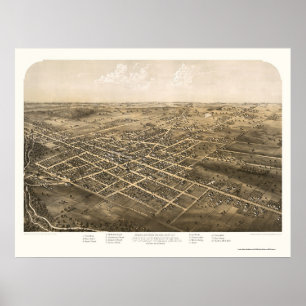 Koudwater, MI Panoramische Kaart - 1868 Poster