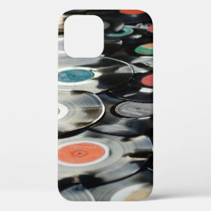 Koudzwart van vinylretro plastic iPhone 12 hoesje
