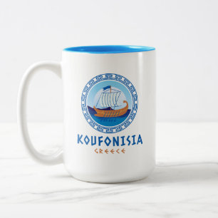 Koufonisia, Griekenland Grieks scheepsontwerp Tweekleurige Koffiemok