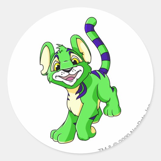 Kougra Green Ronde Sticker (Voorkant)