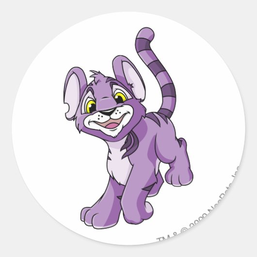 Kougra Paars Ronde Sticker (Voorkant)