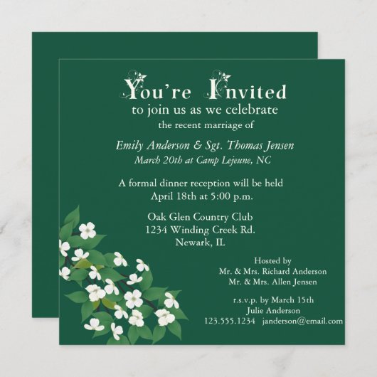 Kousa Dogwood Mariage Réception Invitation (Devant / Derrière)