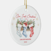 Kousen Grootouders 1e Kerstmis Keramisch Ornament (Rechts)