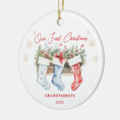 Kousen Grootouders 1e Kerstmis Keramisch Ornament (Links)
