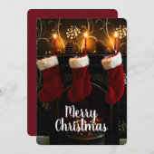 Kousen op de haard feestdagenkaart (Voorkant / Achterkant)