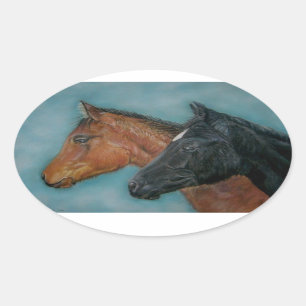 kousenportret van schattig zwart vederwild ovale sticker