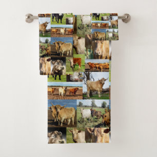 Kow fotocollage, bad handdoek