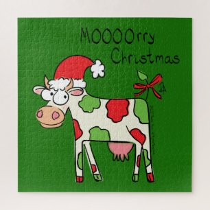 Kow Funny Cartoon kerstfeestdag Legpuzzel