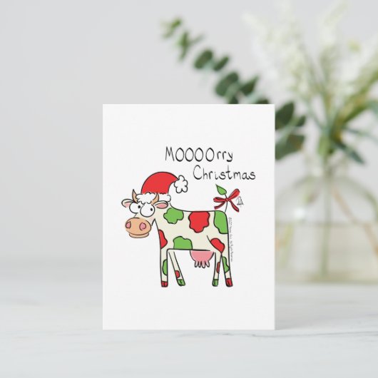 Kow Funny Cartoon Kerstmis Briefkaart (Staand voorkant)