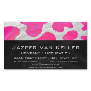Kow Hot Pink en White Print Magnetisch Visitekaartje