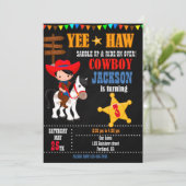 Kowboy verjaardagsuitnodiging Wild West Westerne p Kaart (Staand voorkant)