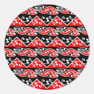 Kowhaiwhai Traditional Maori Koru Pattern Ronde Sticker