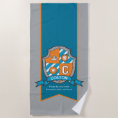 Koys knight shield grijze colton letter c naam han strandlaken (Voorkant)