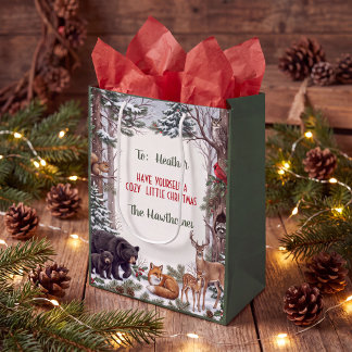 Kozige bosdieren Kerstfeest Medium Cadeauzakje