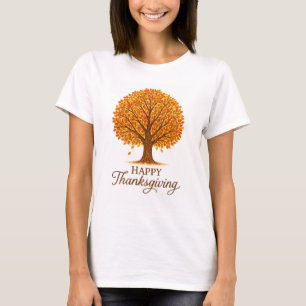 Kozige herfstboom Gelukkig Thanksgiving T-shirt