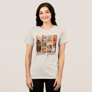 Kozige Herfstseizoen Penseelstreek Tri-Blend Shirt