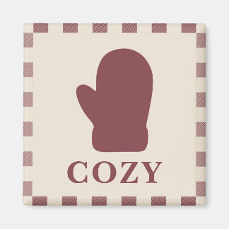 Kozige Wanten Kerstmagneet Rustieke Burgundy Magneet