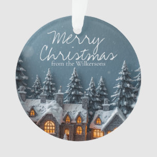 Kozige Winterdorp Aangepaste Naam Kerstmis Ornament