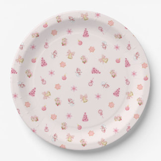 Kozijn Roze Kerstpatroon Papieren Bordje
