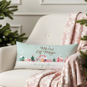 Kozijn Santa-Noordpool Roze Elf Workshop Dorp Kussen