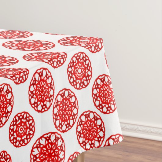 Kozijn Wit & Rode Winter Abstract Patroon Kerstmis Tafelkleed (Voorbeeld)