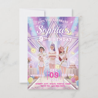 KPOP Birthday, Color the back! Invitation