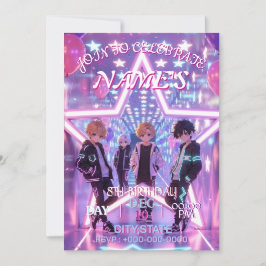KPOP Demon Hunters Inspired Invitation Kaart (Voorkant)