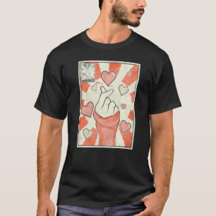 Kpop Finger Heart Koreaanse Pop Muziek Retro T-shirt