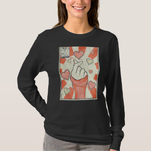Kpop Finger Heart Koreaanse Pop Muziek Retro T-shirt