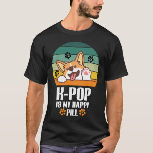 Kpop Happy Pill Corgi Hond Koreaanse Pop Merch T-S T-shirt