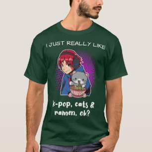 KPop Ramen Lover Cat Lover Kitten Korean Pop Musi T-shirt