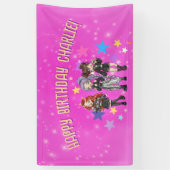 KPOP Singing Birthday, pink stars Spandoek (Verticaal)
