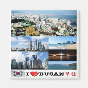 KR - Zuid-Korea - Busan - I Love - Collage Magneet