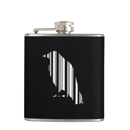 Kraai Bar Code Vogel Patroon Ontwerp Heupfles (Voorkant)