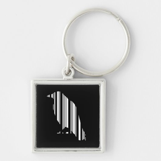 Kraai Bar Code Vogel Patroon Ontwerp Sleutelhanger (Voorkant)