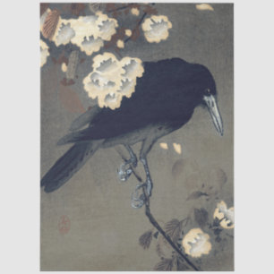 Kraai en Bloesem door Ohara Koson Découpage Tissuepapier