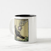 Kraai en Cookie - Pop Gothic Holiday Surreal Tweekleurige Koffiemok (Voorkant links)