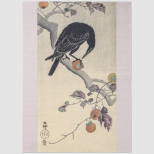 Kraai en Kaki door Ohara Koson Decoupage Tissuepapier