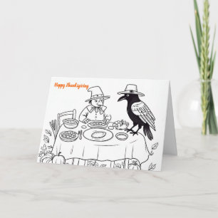 Kraai en pelgrim aan de thanksgivingtafel  kaart