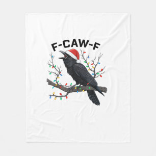 Kraai F-Caw-F Grappige Retro Kerstverlichting Kers Fleece Deken